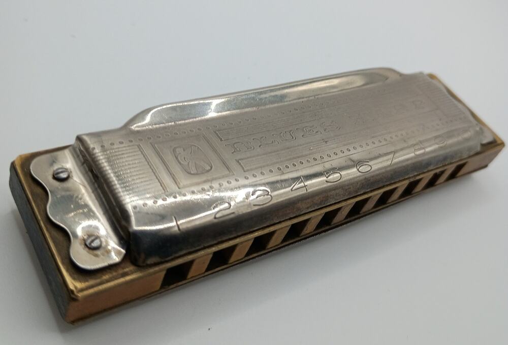 Vintage Blues Harmonica – Silver & Brass Tone – 10 Hole